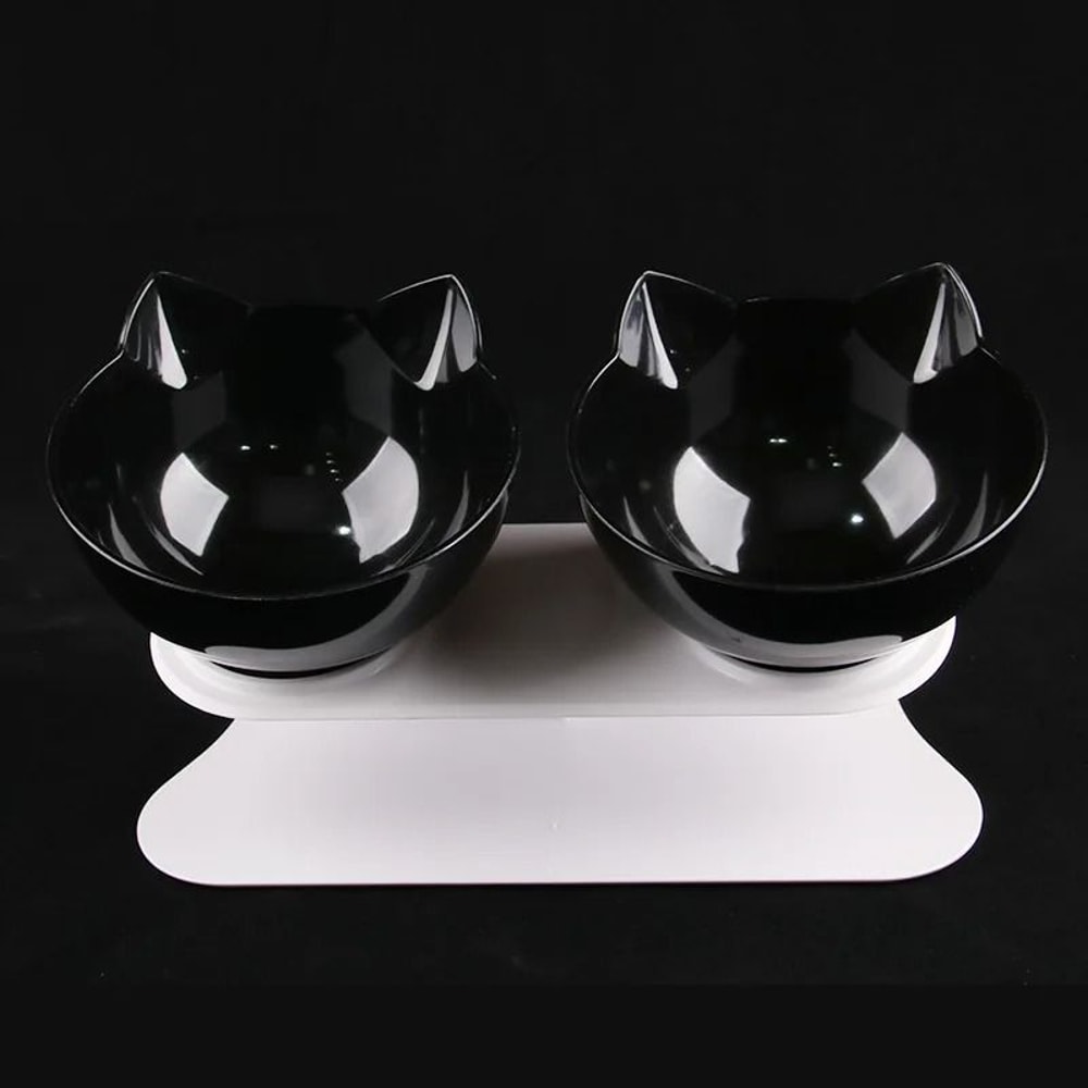 Non Slip Double Cat Bowl With Inclined Stand For Food And Water 8