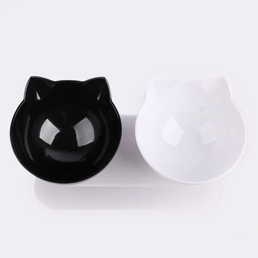 Non Slip Double Cat Bowl With Inclined Stand For Food And Water 16