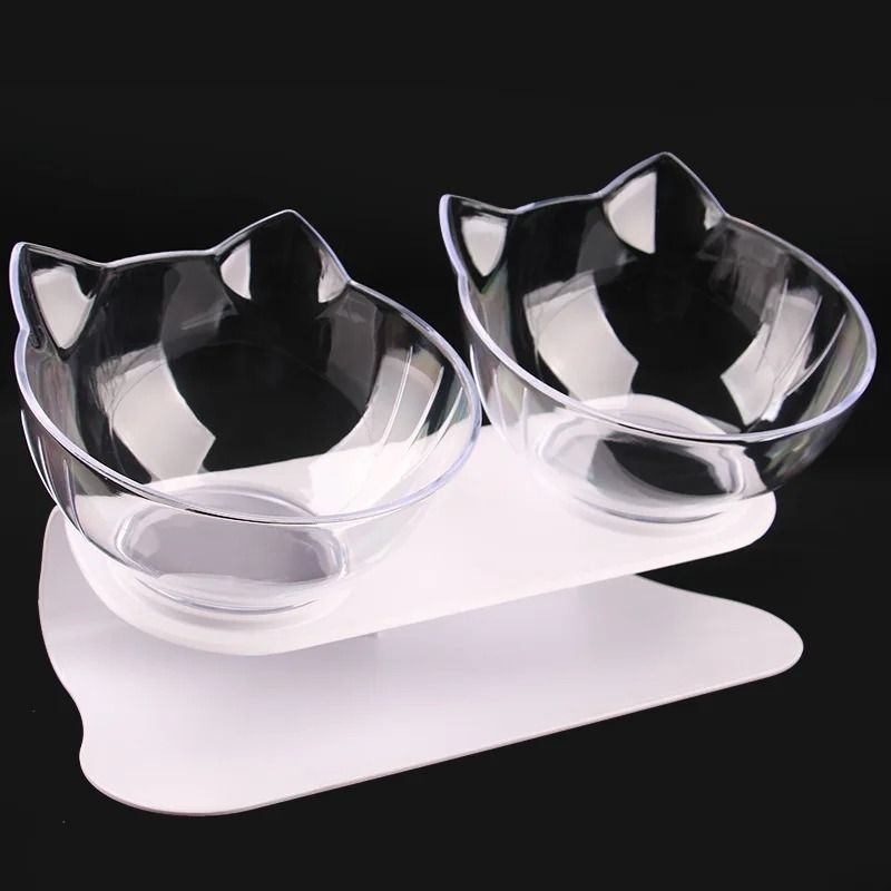 Non Slip Double Cat Bowl With Inclined Stand For Food And Water 11