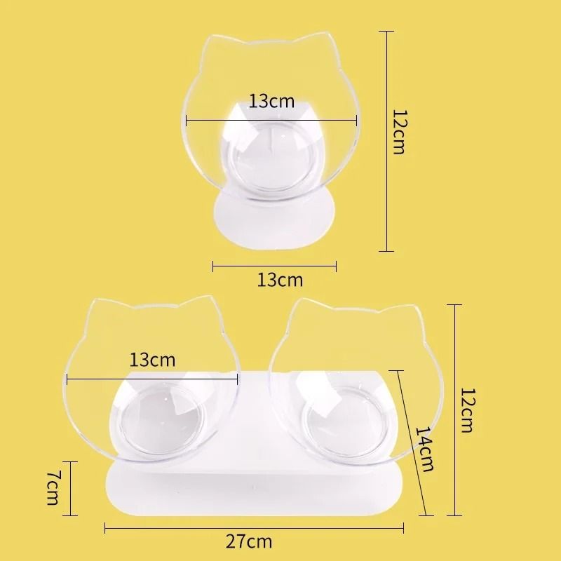 Non Slip Double Cat Bowl With Inclined Stand For Food And Water 18