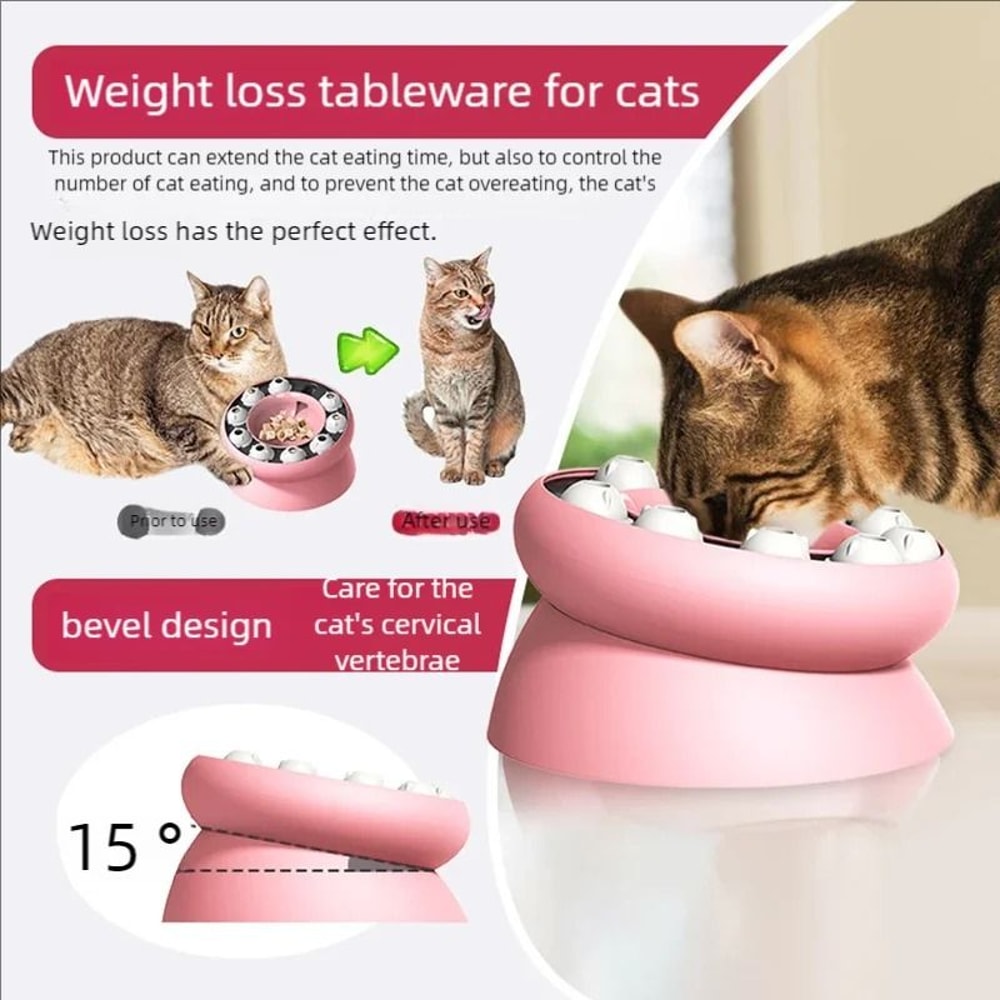 Interactive Slow Feed Puzzle Cat Bowl Multifunctional Treat Dispenser Toy 5