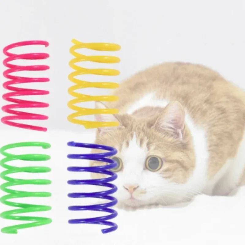 Interactive Cat Spring Toy Colorful Plastic Coil Hunting Toy For Indoor Cats 12