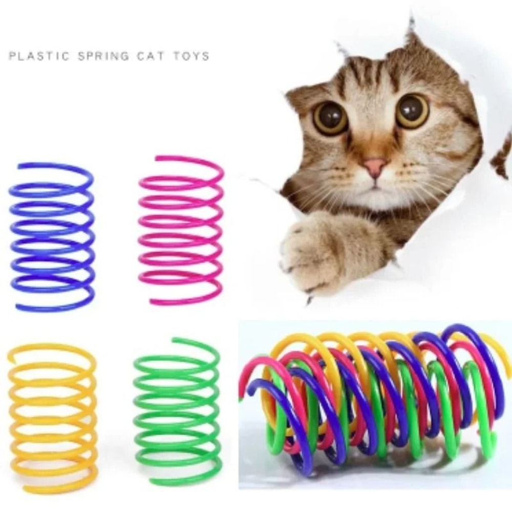 Interactive Cat Spring Toy Colorful Plastic Coil Hunting Toy For Indoor Cats 7