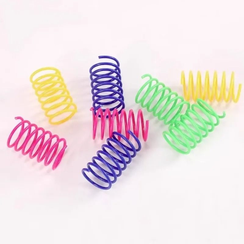 Interactive Cat Spring Toy Colorful Plastic Coil Hunting Toy For Indoor Cats 3
