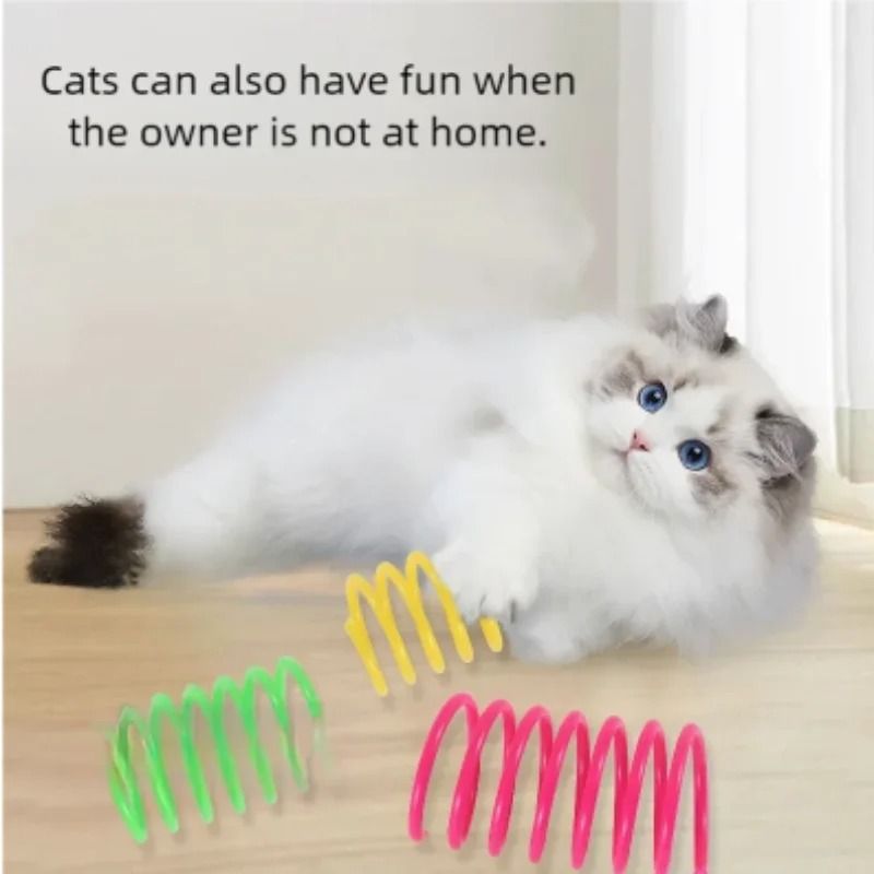 Interactive Cat Spring Toy Colorful Plastic Coil Hunting Toy For Indoor Cats 9