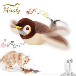 rechargeable chirping flapping bird cat toy interactive plush touch activated toy