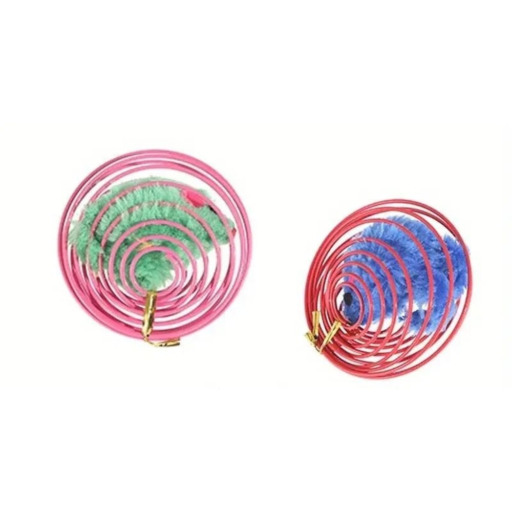 Interactive Cat Toy Balls With Stretchable Springs And Rolling Caged Rat Design 2