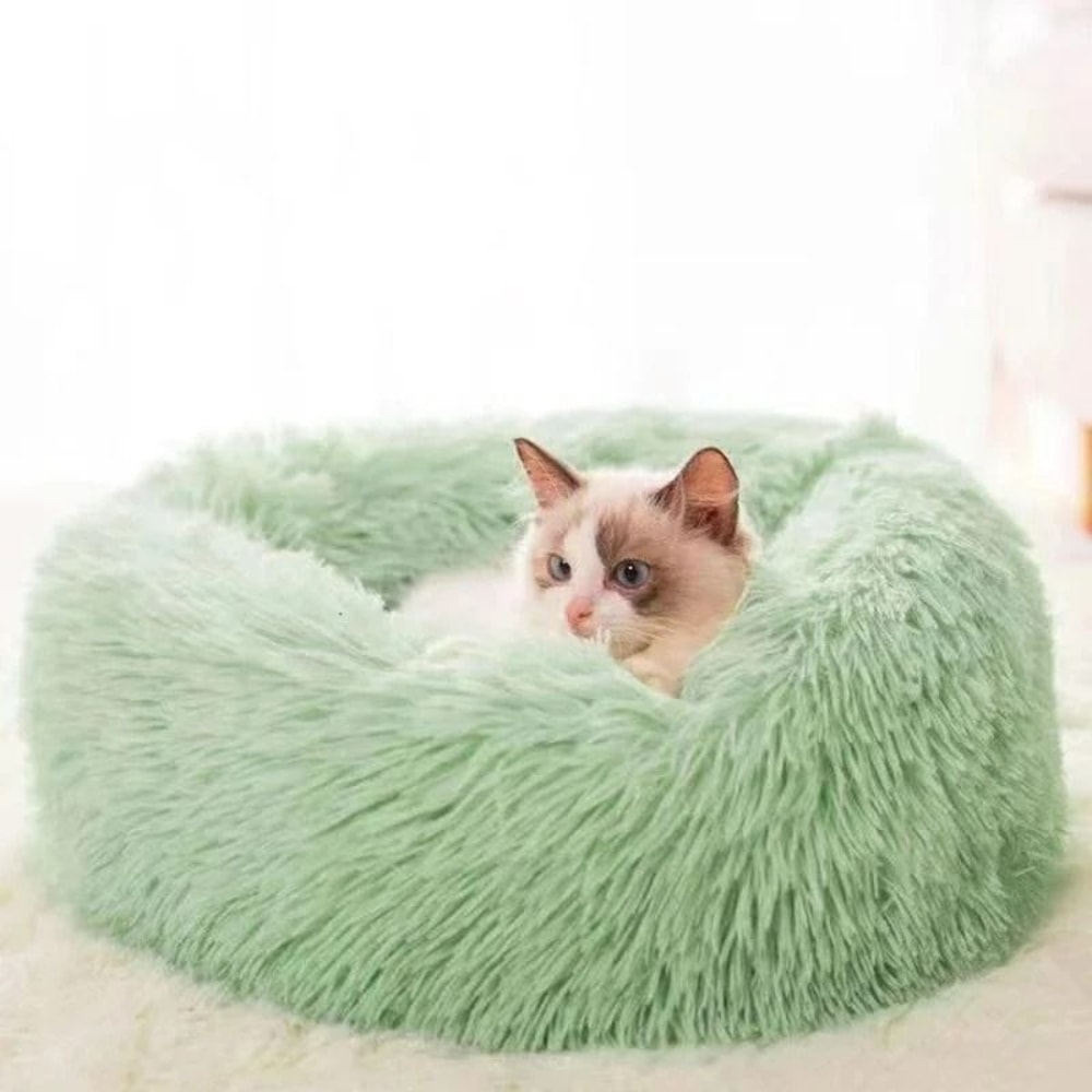 Cozy Plush Semi Enclosed Cat Bed For Indoor Cats And Small Dogs Warm Round Pet Bed Cave Sofa Nest 4