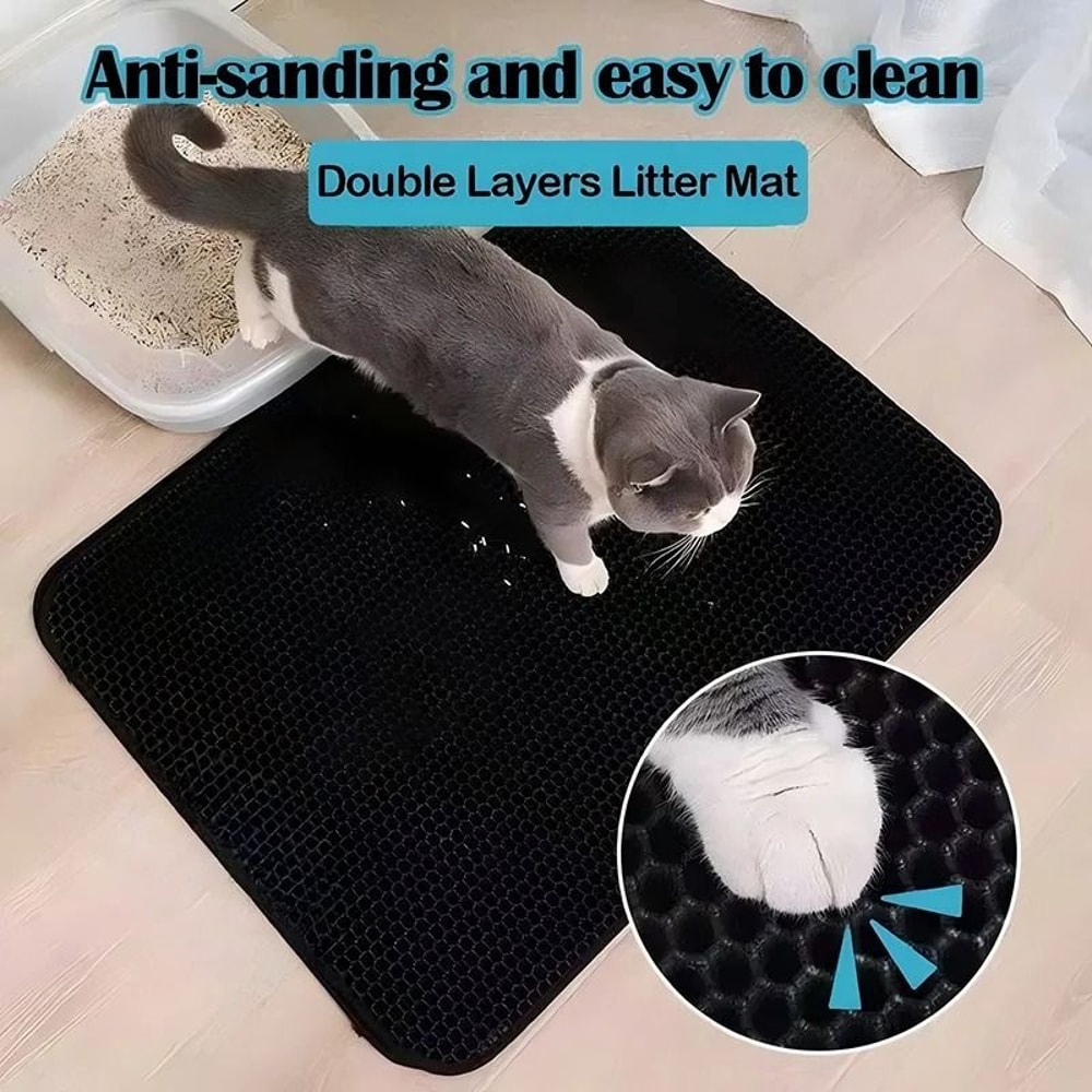 Double Layer Waterproof Cat Litter Mat EVA Trapping Litter Box Mat For Clean Floors 8
