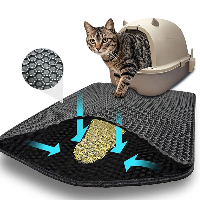 Double Layer Waterproof Cat Litter Mat EVA Trapping Litter Box Mat For Clean Floors 0