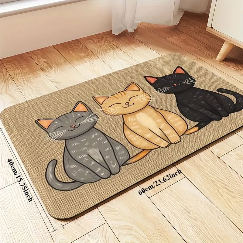 Waterproof Pet Feeding Mat Non Slip Cat Pattern Food Bowl Mat For Cats And Dogs 2