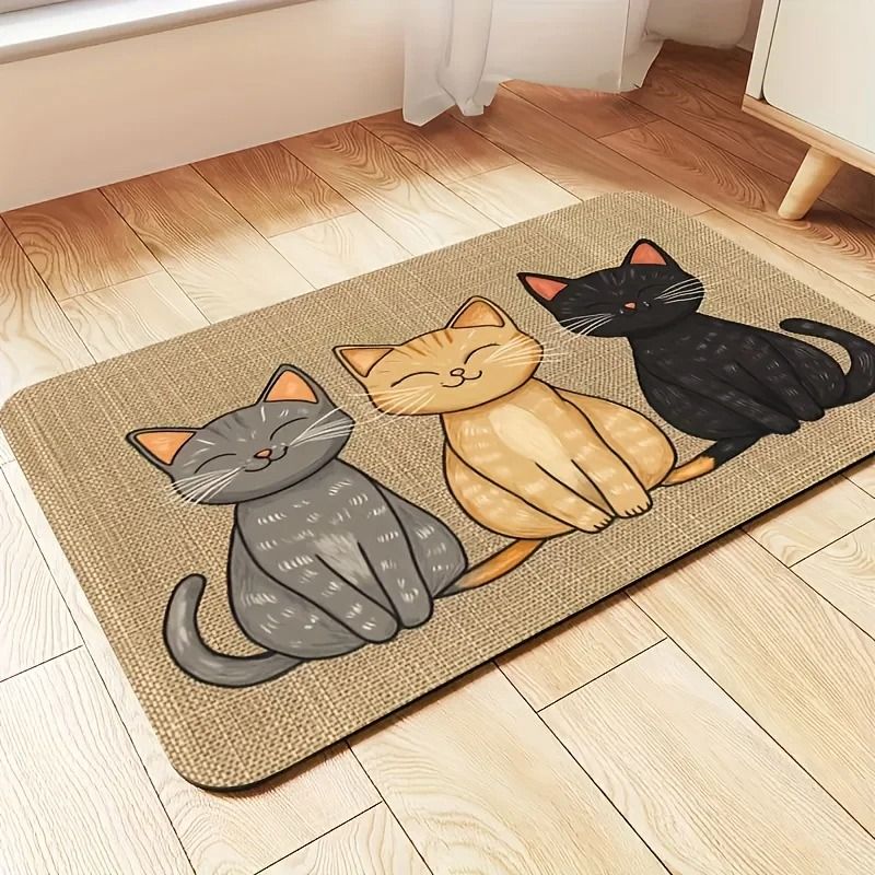 Waterproof Pet Feeding Mat Non Slip Cat Pattern Food Bowl Mat For Cats And Dogs 3