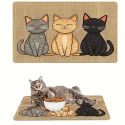 waterproof pet feeding mat non slip cat pattern food bowl mat for cats and dogs