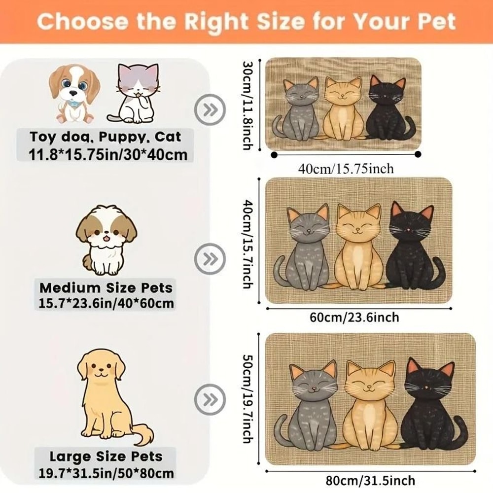 Waterproof Pet Feeding Mat Non Slip Cat Pattern Food Bowl Mat For Cats And Dogs 6