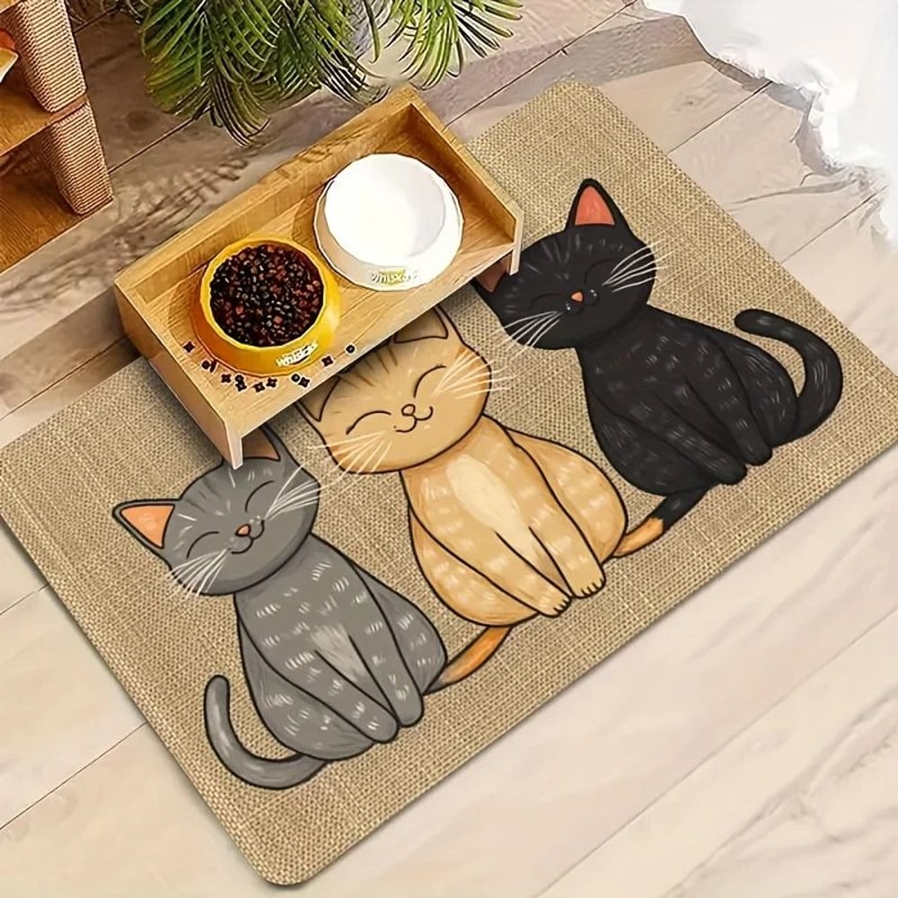 Waterproof Pet Feeding Mat Non Slip Cat Pattern Food Bowl Mat For Cats And Dogs 7
