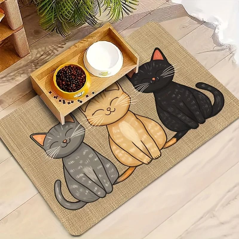 Waterproof Pet Feeding Mat Non Slip Cat Pattern Food Bowl Mat For Cats And Dogs 7