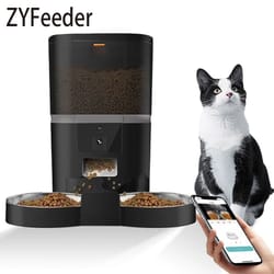 smart automatic cat feeder 4l pet food dispenser with camera timer and double bowl