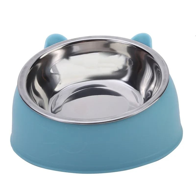 Inclined Stainless Steel Cat Bowl Cute Raised Pet Feeding Bowl For Cats And Small Dogs 4