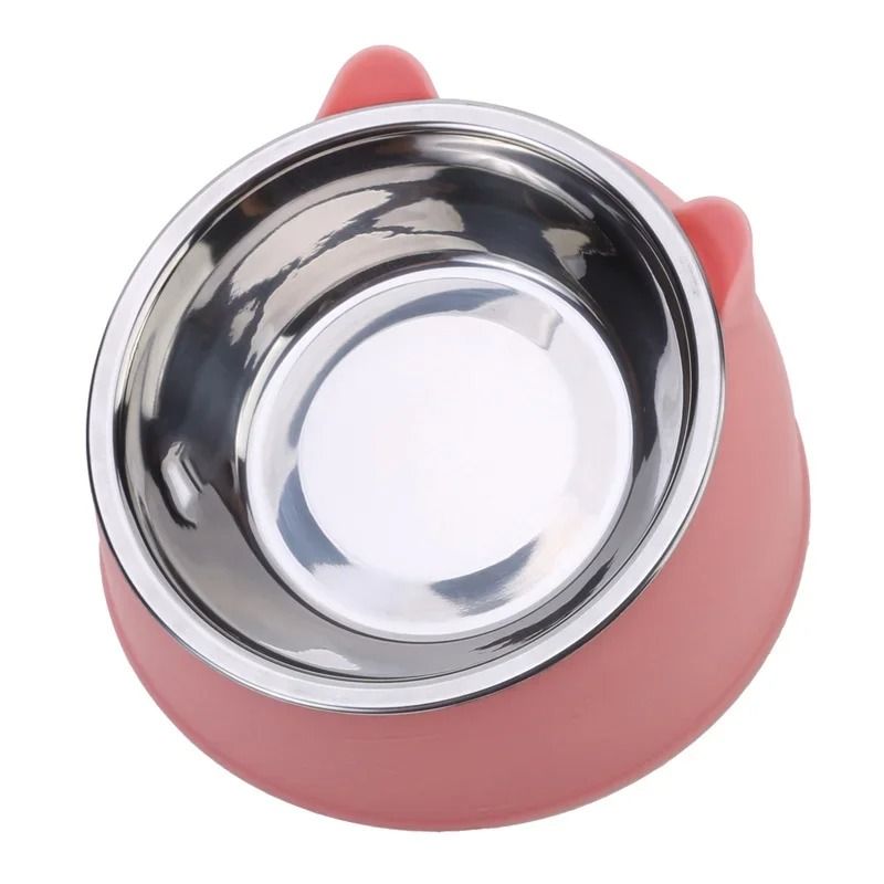 Inclined Stainless Steel Cat Bowl Cute Raised Pet Feeding Bowl For Cats And Small Dogs 7