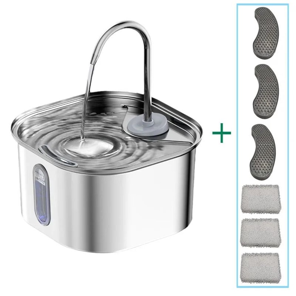 Stainless Steel Cat Water Fountain Automatic USB Pet Water Dispenser For Cats And Dogs 3