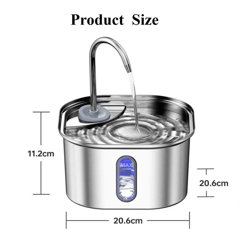 Stainless Steel Cat Water Fountain Automatic USB Pet Water Dispenser For Cats And Dogs 5
