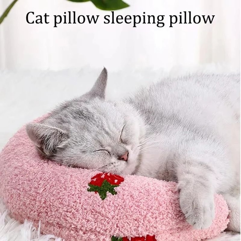 Ultra Soft Cat Calming Pillow Fluffy Half Donut Cuddler Toy For Comfortable Pet Sleep 7
