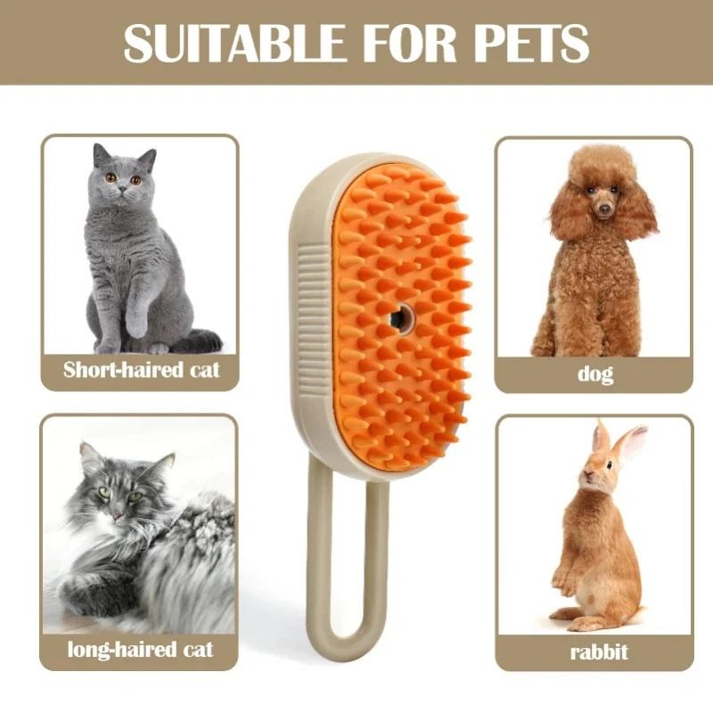 3 In 1 Steam Cat Brush Pet Hair Remover Grooming Comb With Massage Spray 3
