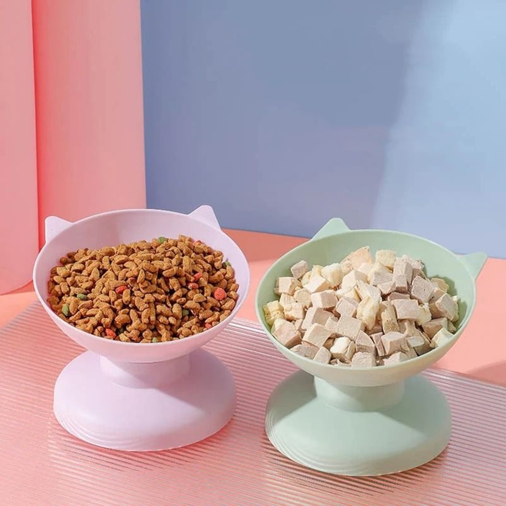 Elevated Cat Food Bowl 45 Degree Tilted Anti Spill Pet Feeding Bowl For Cats And Small Dogs 0