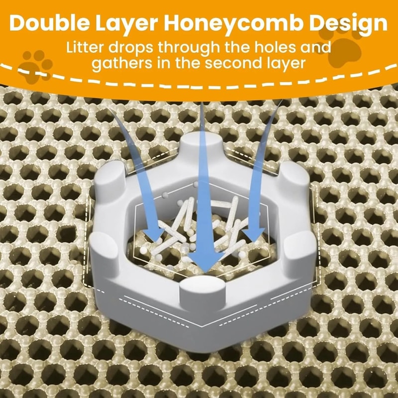 Large Cat Litter Mat Double Layer Honeycomb Waterproof Scatter Control Floor Mat 10