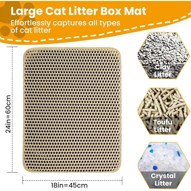 Large Cat Litter Mat Double Layer Honeycomb Waterproof Scatter Control Floor Mat 11