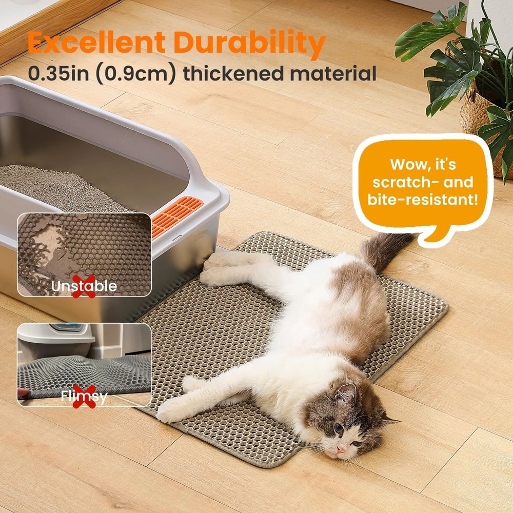 Large Cat Litter Mat Double Layer Honeycomb Waterproof Scatter Control Floor Mat 8