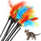 5 Piece Cat Teaser Wand Turkey Feather Interactive Wire Chaser Toy Set With Bells 1