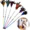 5 Piece Cat Teaser Wand Turkey Feather Interactive Wire Chaser Toy Set With Bells 2