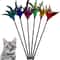 5 Piece Cat Teaser Wand Turkey Feather Interactive Wire Chaser Toy Set With Bells 4