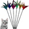 5 Piece Cat Teaser Wand Turkey Feather Interactive Wire Chaser Toy Set With Bells 4