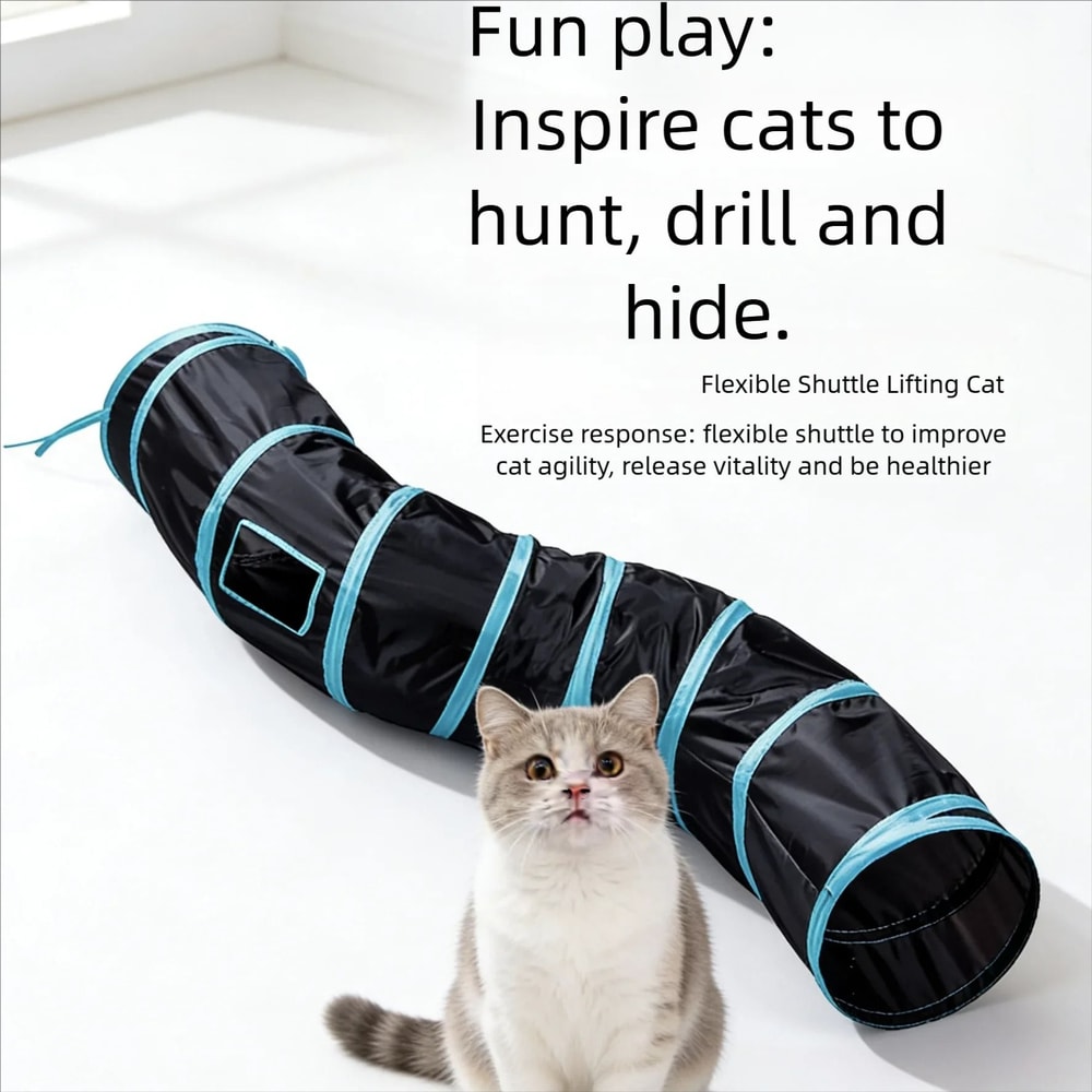 Portable Cat Play Tunnel Collapsible Hide And Seek Interactive Tunnel Toy For Cats 7