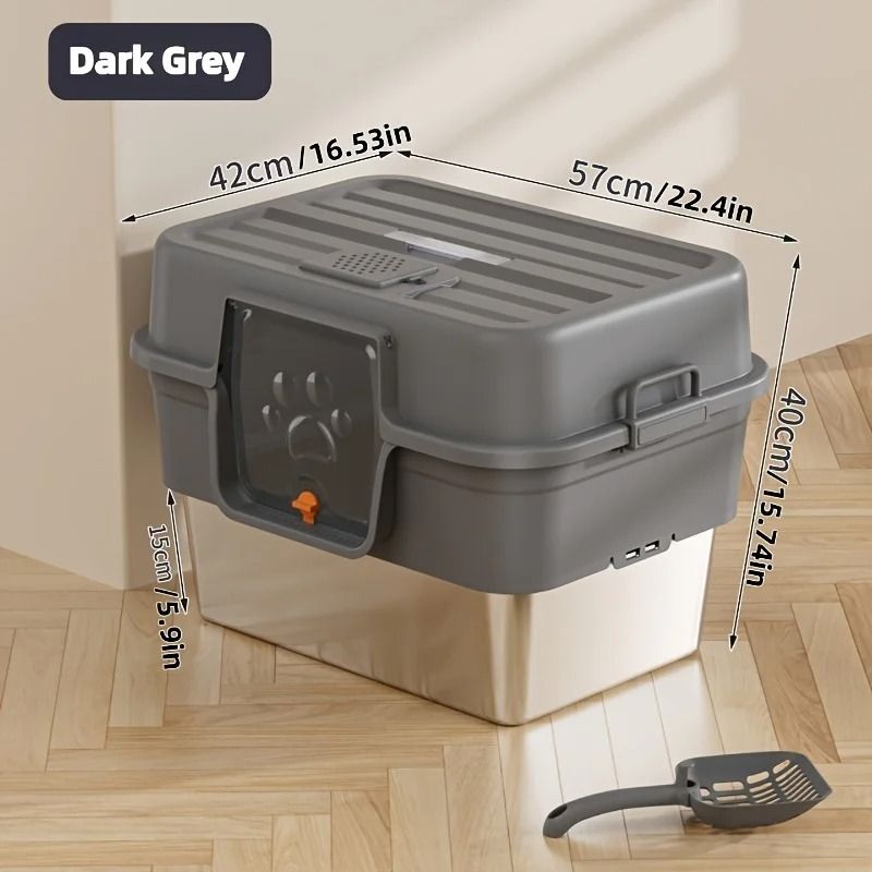 XL Enclosed Cat Litter Box With Stainless Steel Base Odor Control Anti Splash Design For Large Cats 2
