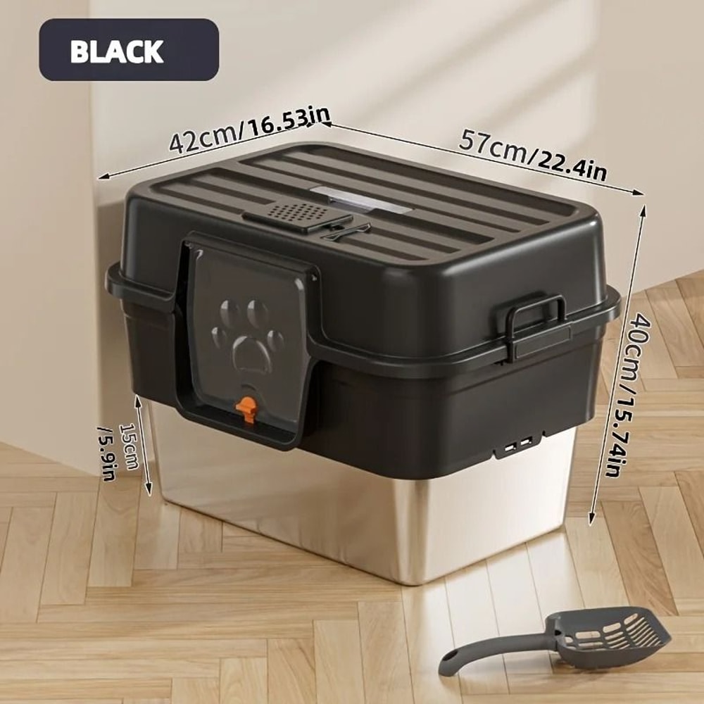 XL Enclosed Cat Litter Box With Stainless Steel Base Odor Control Anti Splash Design For Large Cats 1