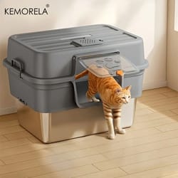 xl enclosed cat litter box with stainless steel base odor control anti splash design for large cats
