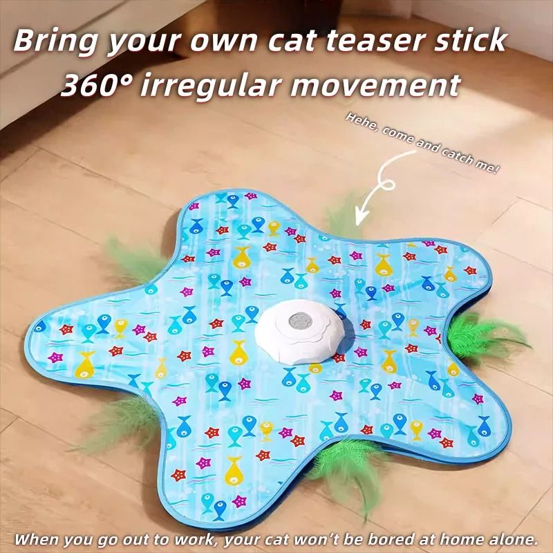 Automatic Cat Hunting Toy Interactive Turntable Hide And Seek Blanket Teaser For Cats 5