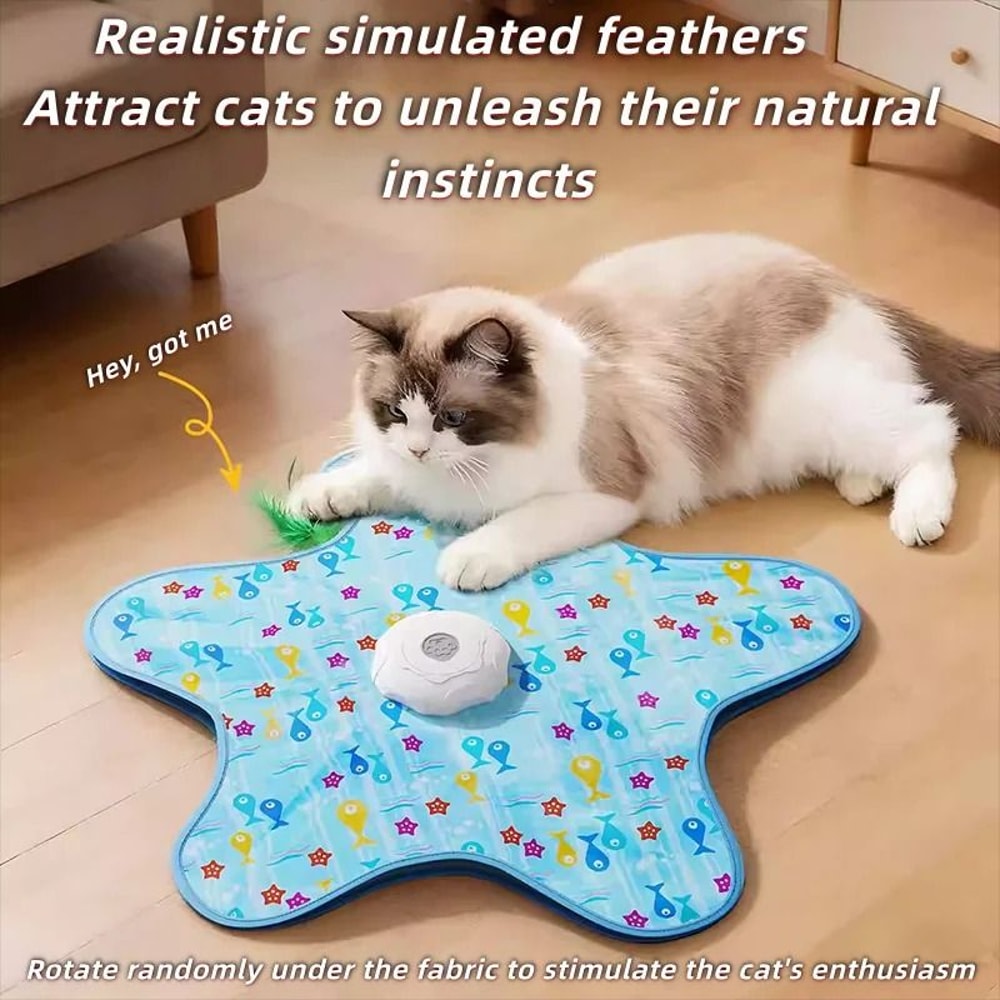 Automatic Cat Hunting Toy Interactive Turntable Hide And Seek Blanket Teaser For Cats 7