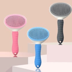self cleaning pet hair removal brush stainless steel grooming comb for cats and dogs