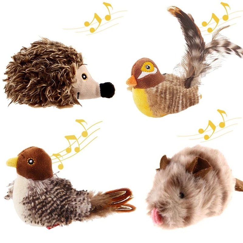 GiGwi Interactive Cat Toy Sound Bird Mouse And Hedgehog Feather Toys For Cats 10
