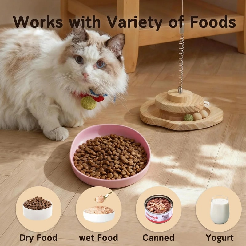 2 Piece Whisker Friendly Cat Bowls Wide Shallow Silicone Non Spill Pet Feeding Plates 11