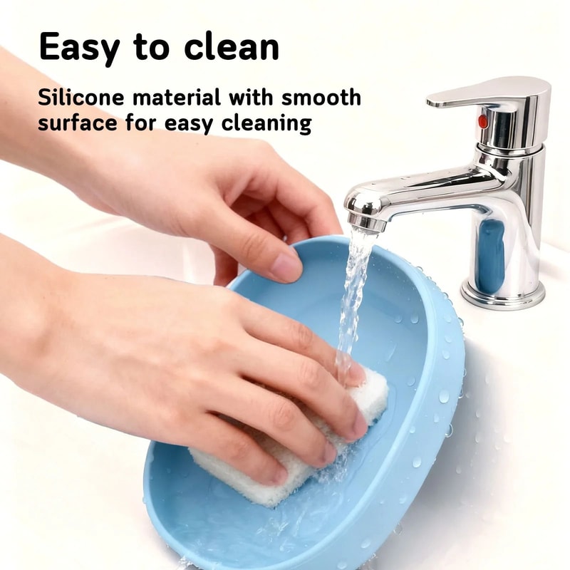 2 Piece Whisker Friendly Cat Bowls Wide Shallow Silicone Non Spill Pet Feeding Plates 8