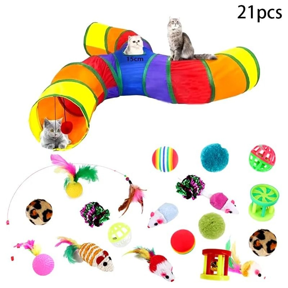 Rainbow Cat Tunnel Interactive Foldable Cat Play Tunnel For Indoor Cats 1