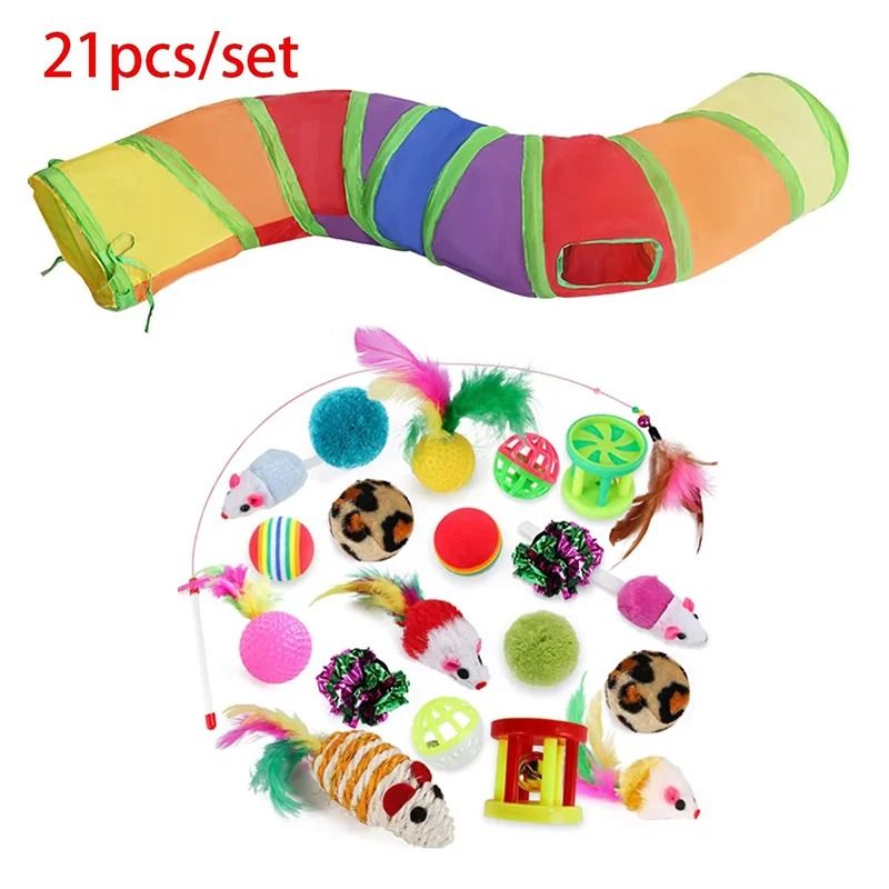 Rainbow Cat Tunnel Interactive Foldable Cat Play Tunnel For Indoor Cats 5