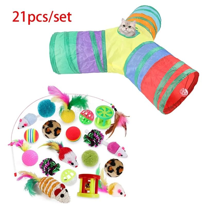 Rainbow Cat Tunnel Interactive Foldable Cat Play Tunnel For Indoor Cats 9