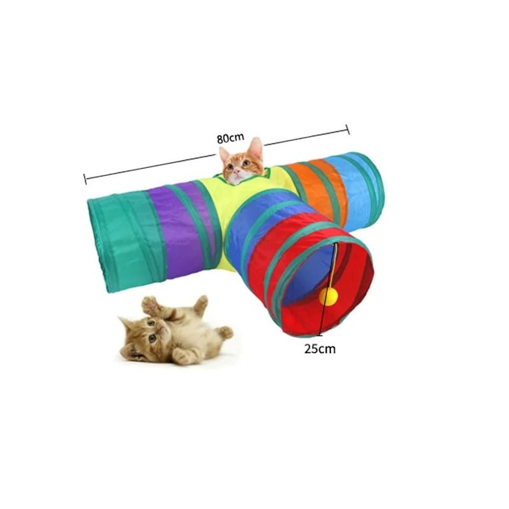 Rainbow Cat Tunnel Interactive Foldable Cat Play Tunnel For Indoor Cats 18