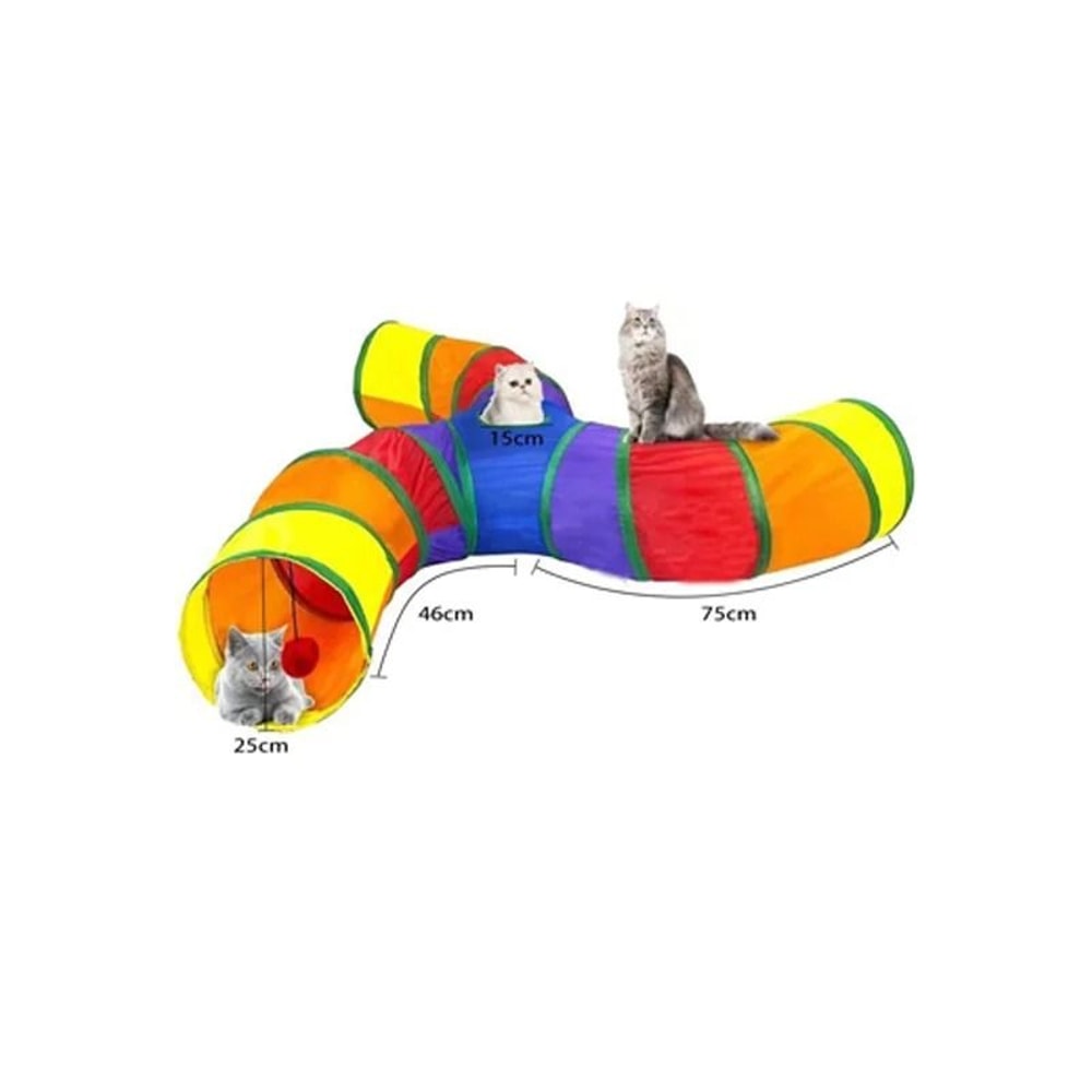 Rainbow Cat Tunnel Interactive Foldable Cat Play Tunnel For Indoor Cats 14